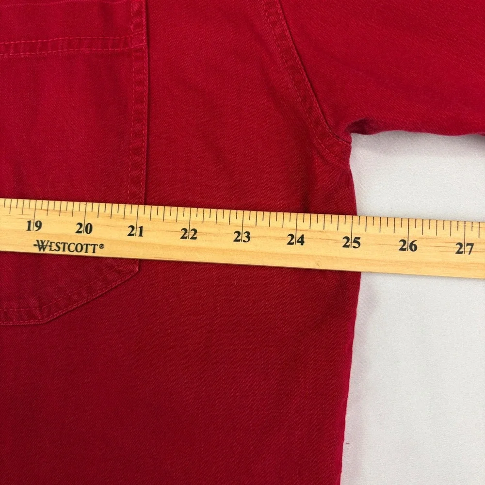 Levi's L Red Cotton Twill Button Down Shirt Long Sleeve Workwear Casual VTG